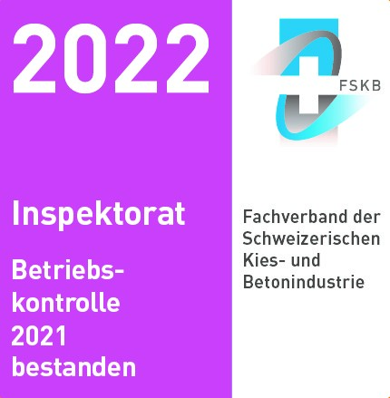 Betriebskontrolle 2021 bestanden - Auszeichnung Fachverband der Schweizerischen Kies- und Betonindustrie - Kieswerk Oldis, Chur